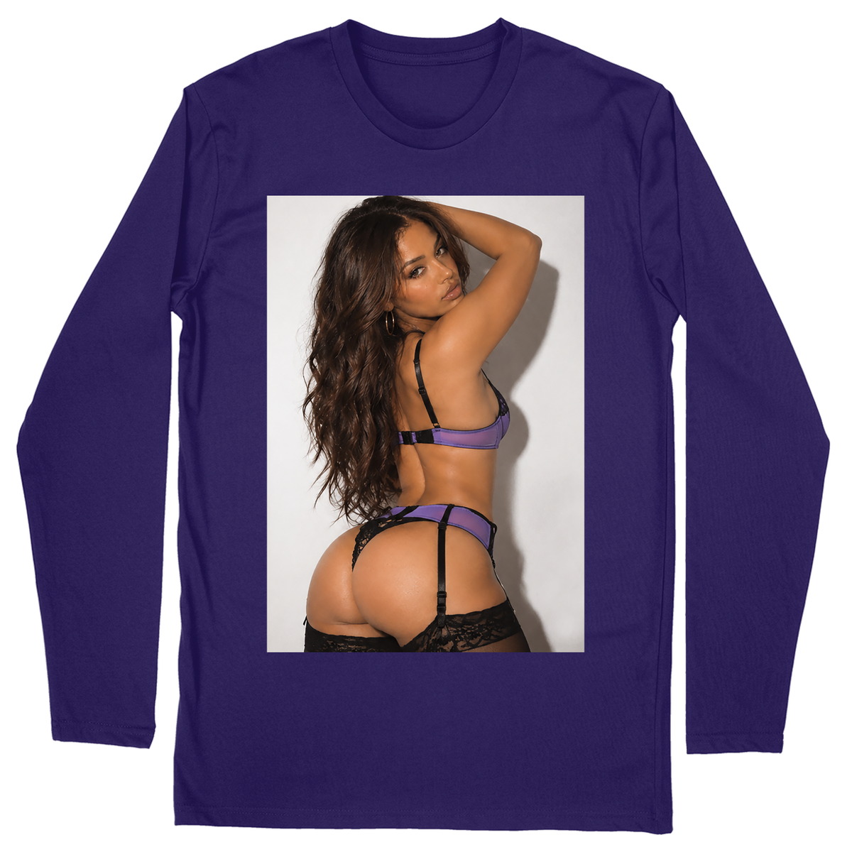 Long Sleeve Unisex T-shirt - Purple - front***Purple|||Long Sleeve Unisex T-shirt