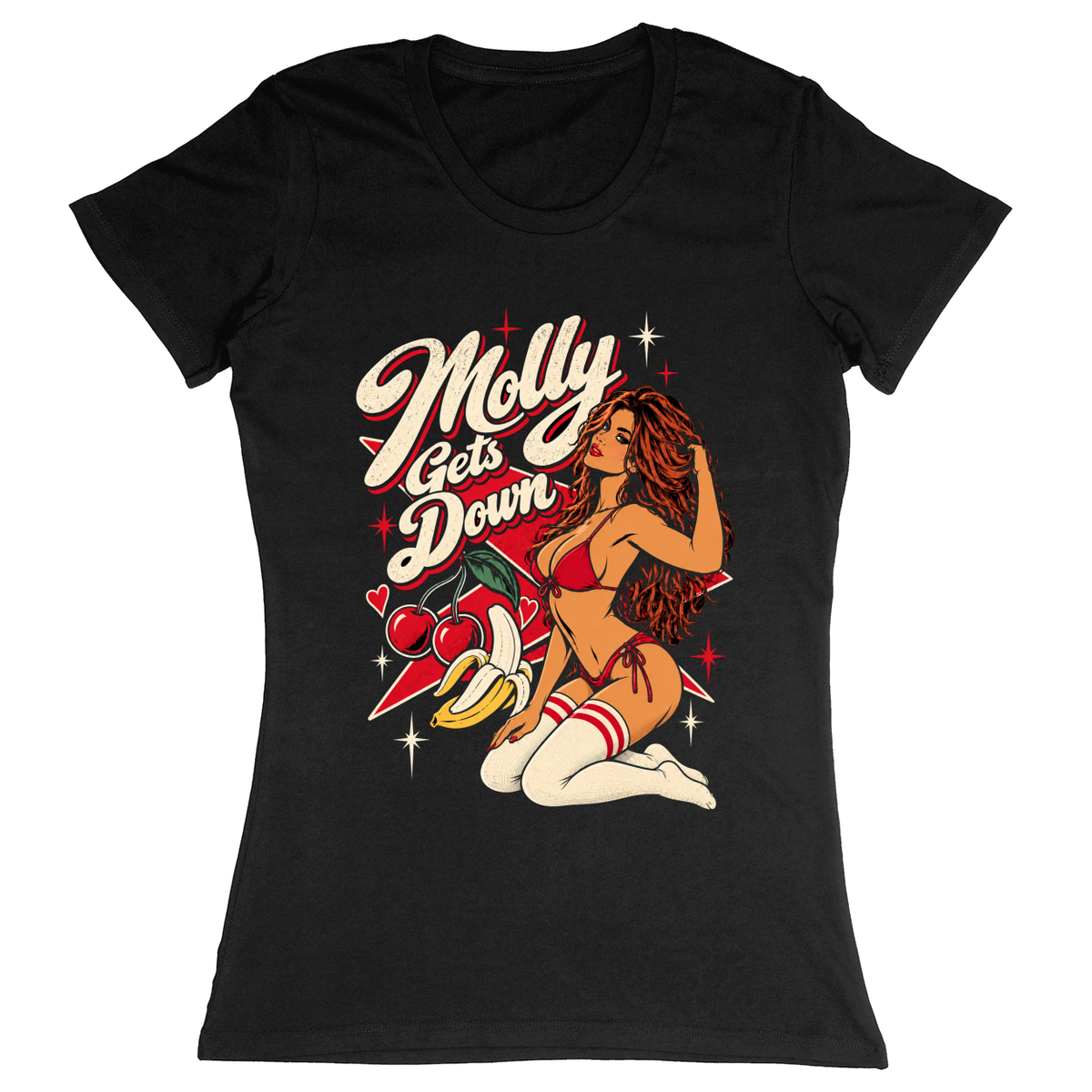 Premium Ladies Fitted Soft T-Shirt - Black - front